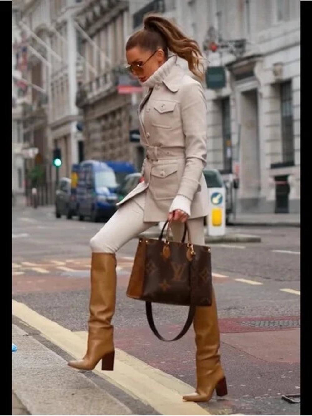 Zara Tan Over-the-Knee Leather Boots
